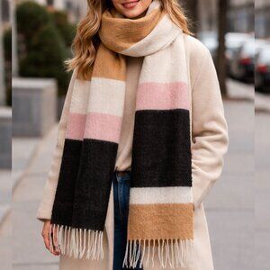 Banana Republic Colorblock Fuzzy Oversized Blanket Scarf Large